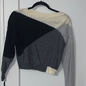 Cropped color block sweater